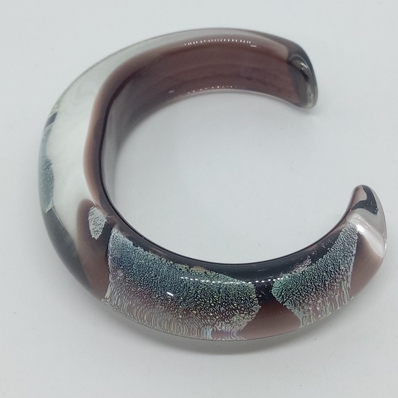* vintage Dichroic Glass Snakeskin style pattern cuff bracelet - Picture 6 of 6
